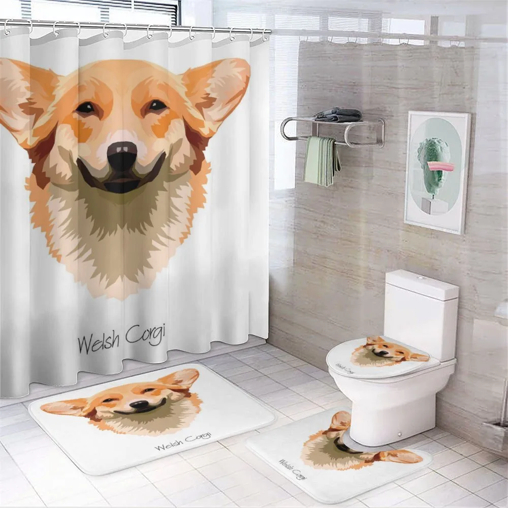 Friendly Funny Welsh Dog Art — 4-Piece Bathroom Set preview