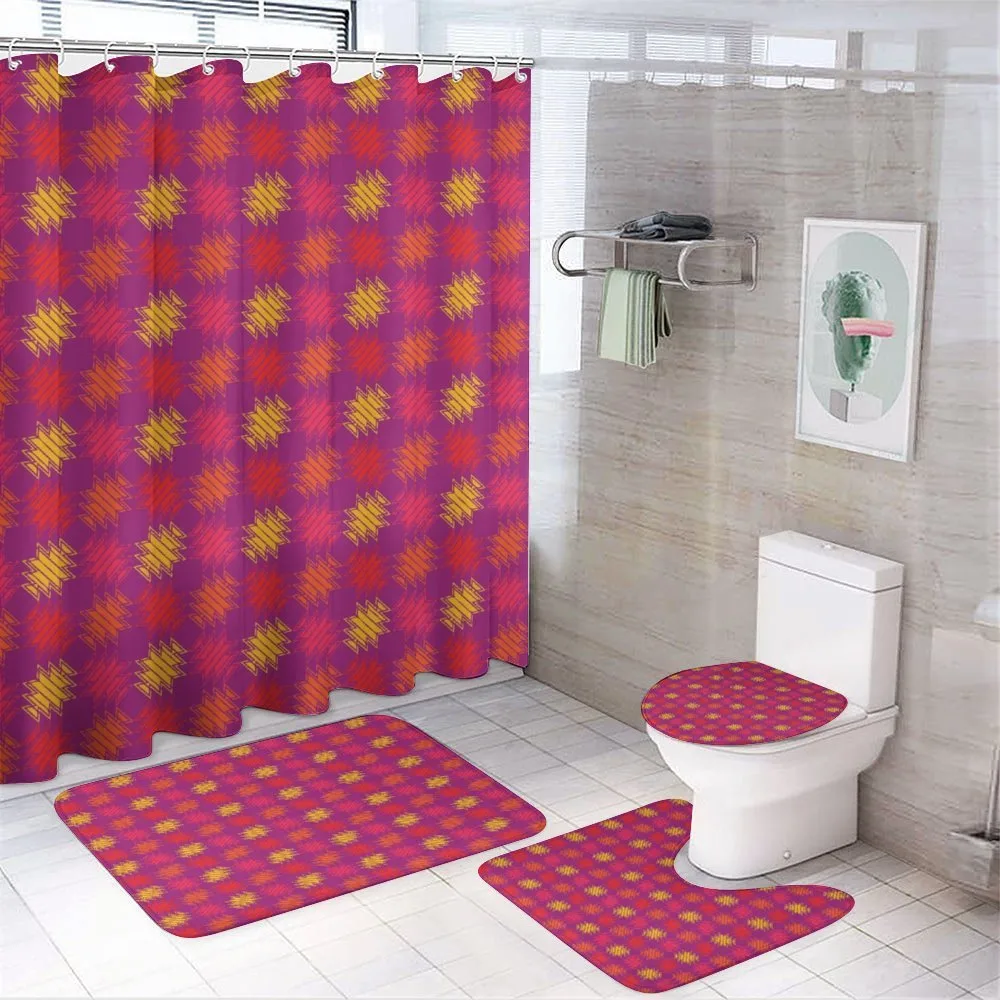 Hand Drawn Square Shape Motifs — 4-Piece Bathroom Set preview