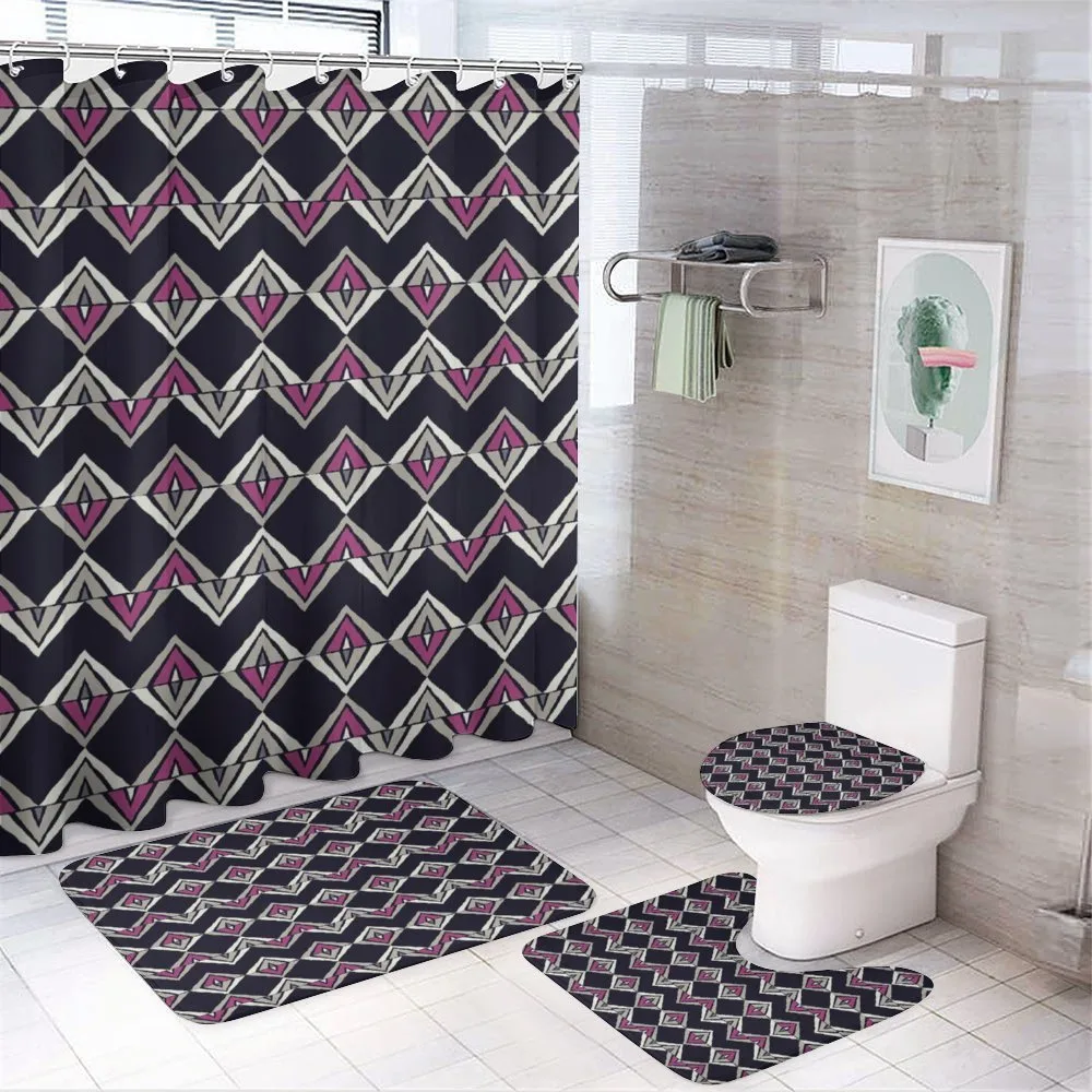 Native Folk Motifs Chevron — 4-Piece Bathroom Set preview