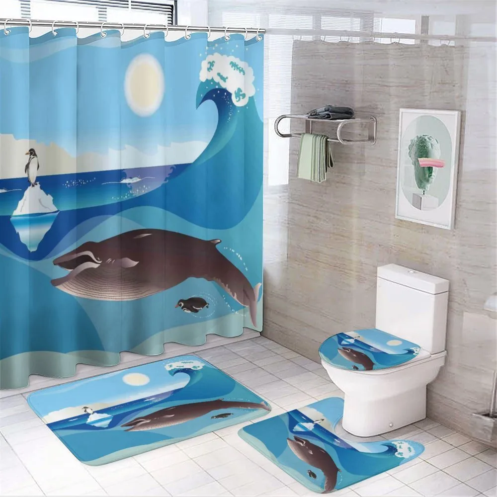 Penguin Wave in Pole — 4-Piece Bathroom Set preview