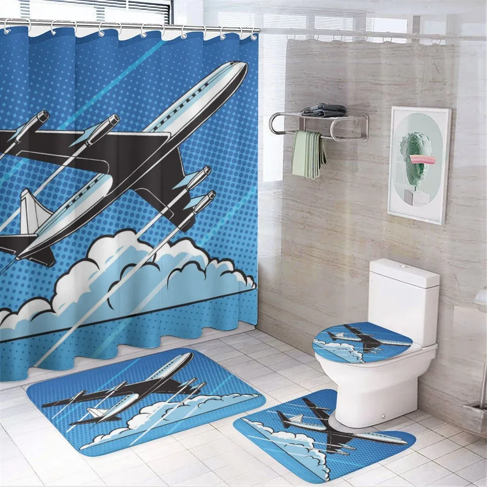 Pop Art Take Off Plane Dots — 4-Piece Bathroom Set preview