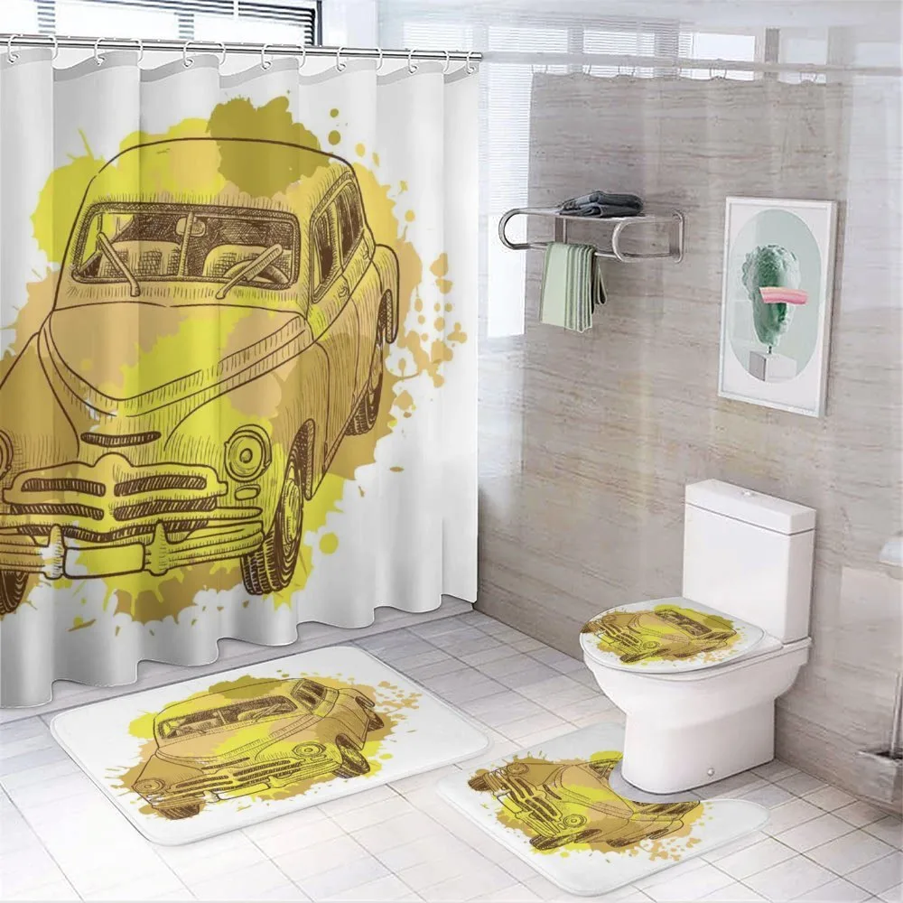 Retro Car Splash — 4-Piece Bathroom Set preview