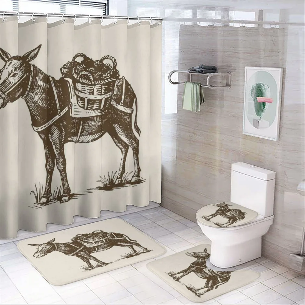 Vintage Animal with Baskets — 4-Piece Bathroom Set preview