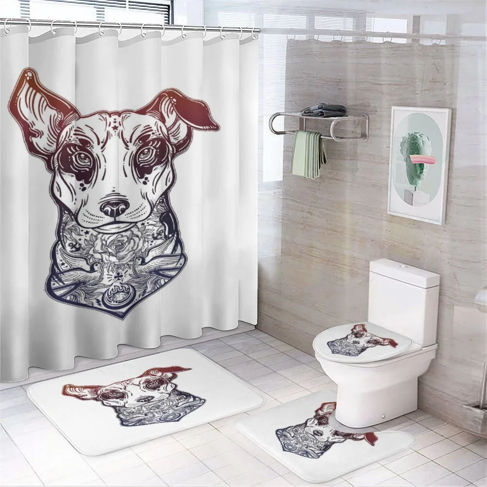 Vintage Bull Terrier Tattoo — 4-Piece Bathroom Set preview