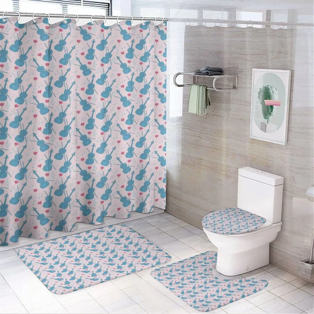 Violin with Notes Pattern — 4-Piece Bathroom Set preview