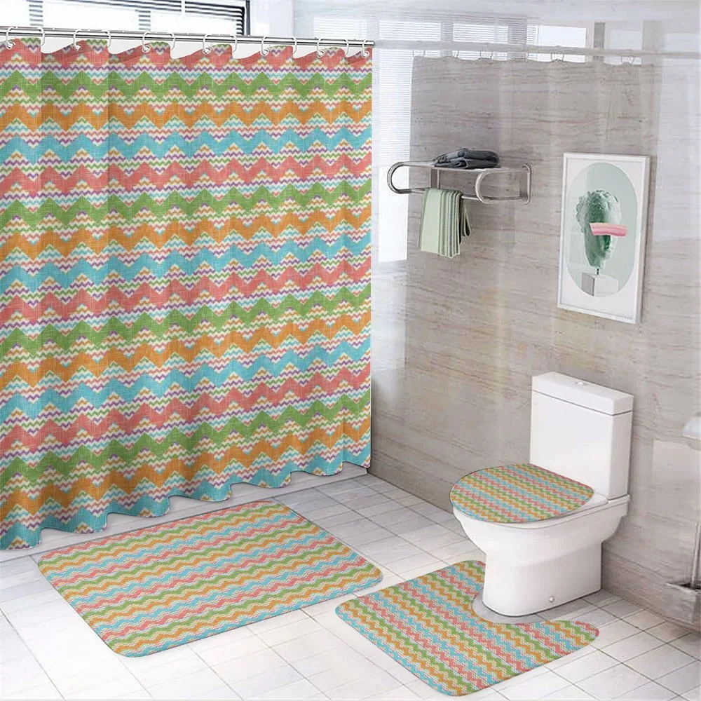 Bohemian Retro Zigzag — 4-Piece Bathroom Set preview