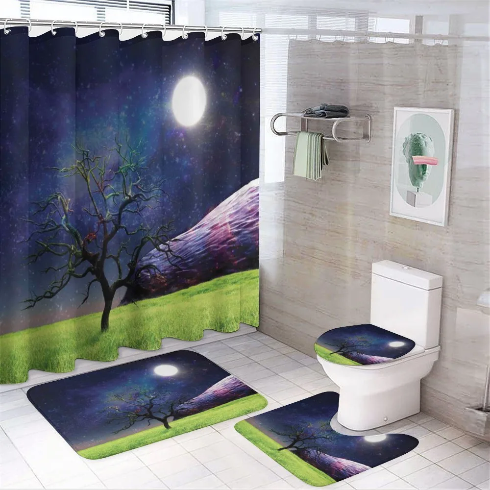 Full Moon Galaxy Grass — 4-Piece Bathroom Set preview