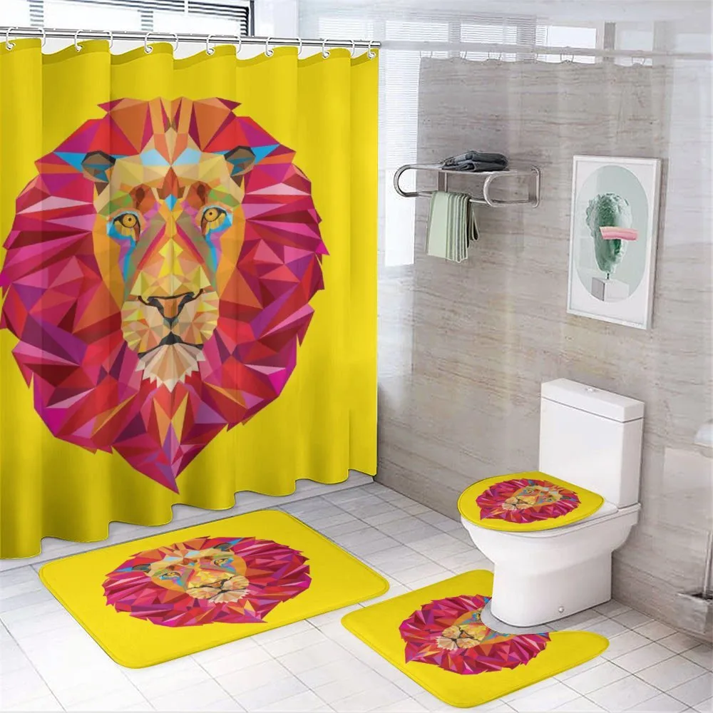 Geometric Lion Face — 4-Piece Bathroom Set preview