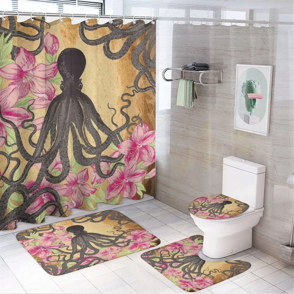 Kraken Roses Leaves — 4-Piece Bathroom Set preview