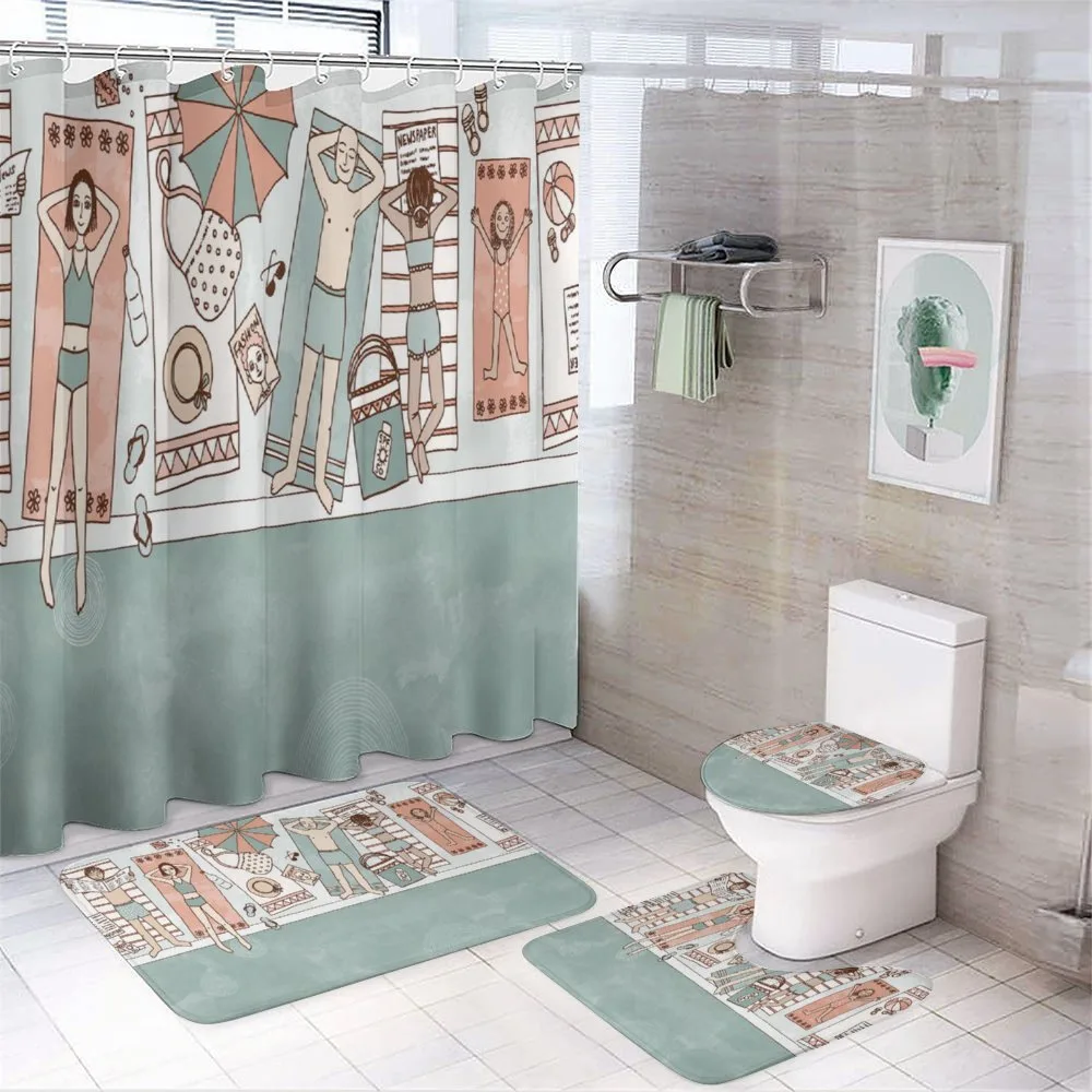 People Sunbathing by Pool — 4-Piece Bathroom Set preview