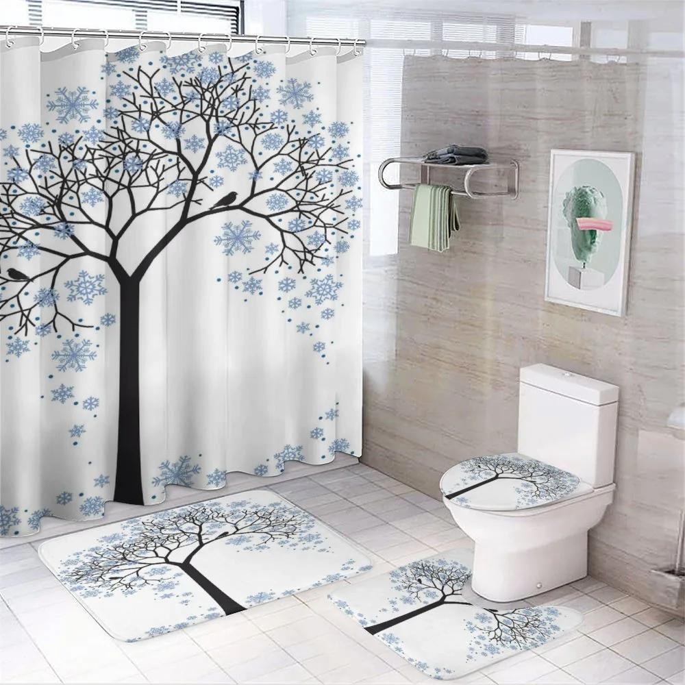 Tree with Snowflakes — 4-Piece Bathroom Set preview