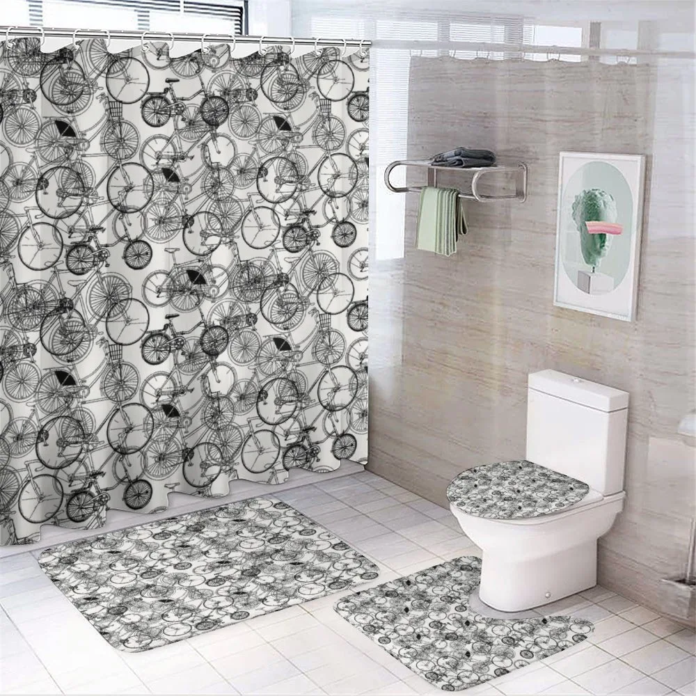 Vintage Retro Bicycle — 4-Piece Bathroom Set preview