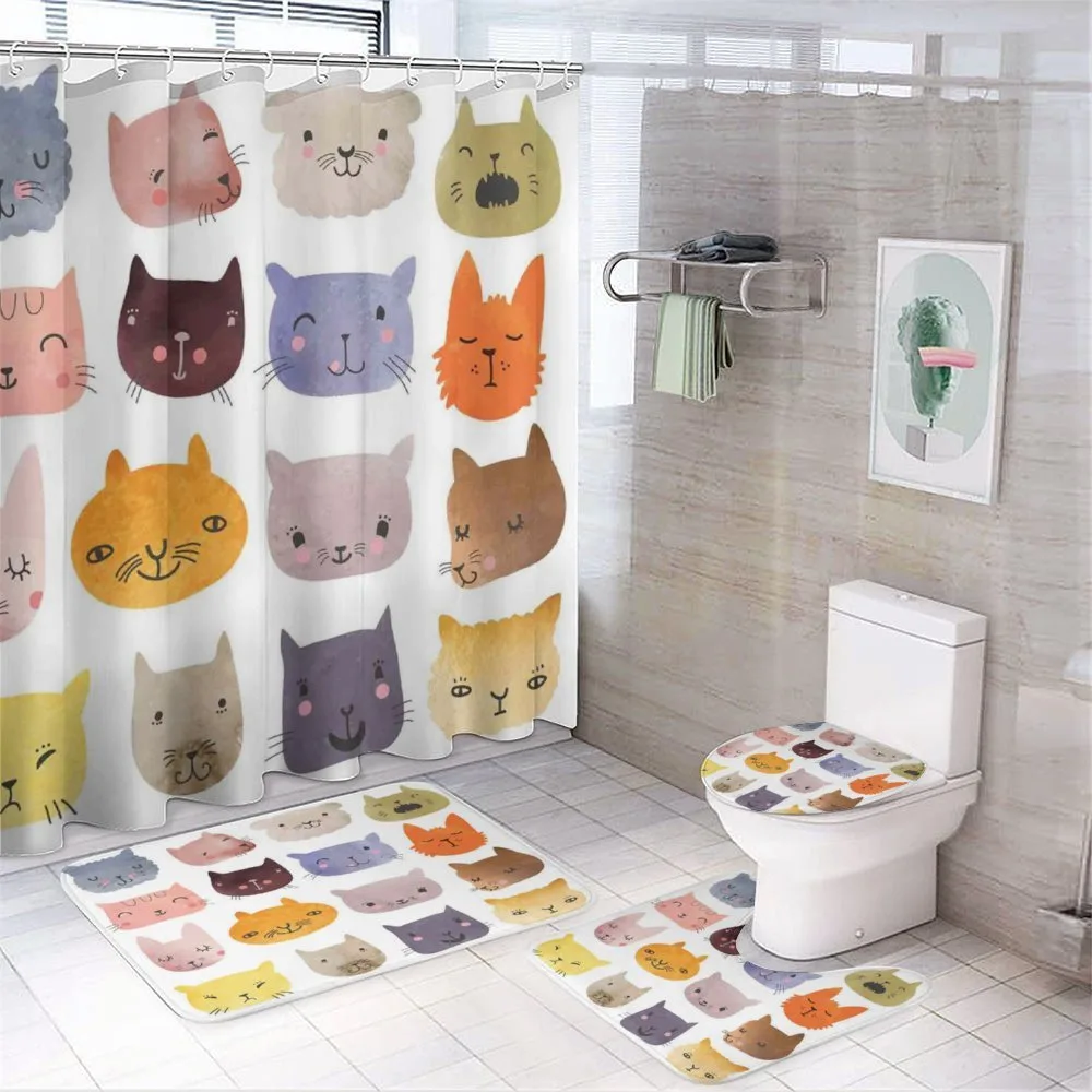 Colorful Humor Fun Cat — 4-Piece Bathroom Set preview