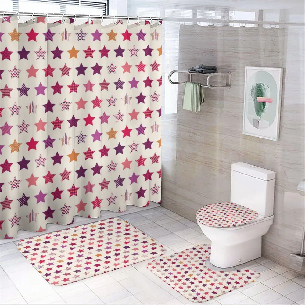 Colorful Stars Ornaments 4-Piece Bathroom Set product video