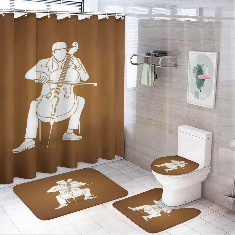 Man Musician Plays Instrument — 4-Piece Bathroom Set preview