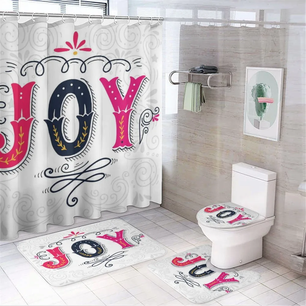 Retro Style Calligraphy Art 4-Piece Bathroom Set product video