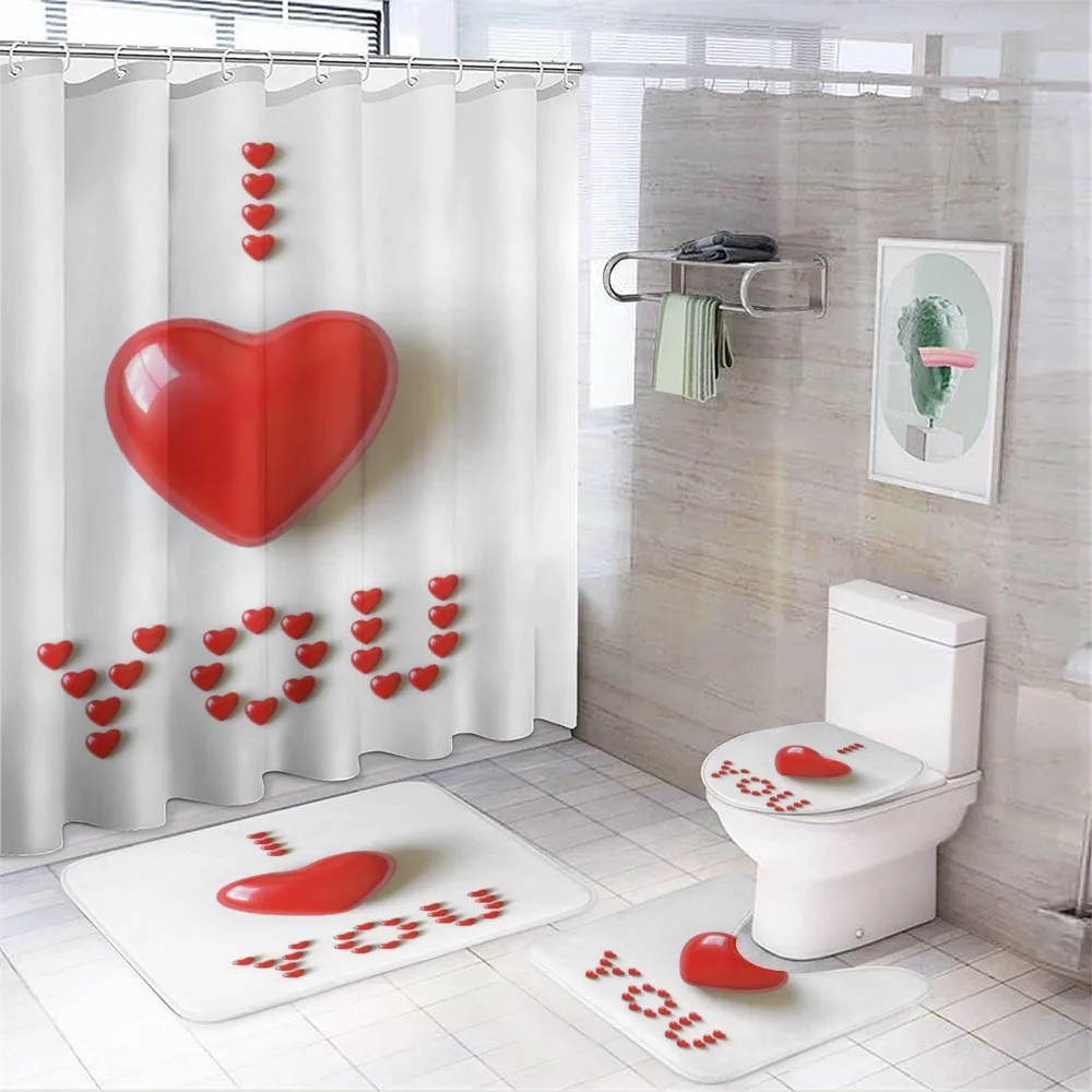 3D Heart Letters — 4-Piece Bathroom Set preview