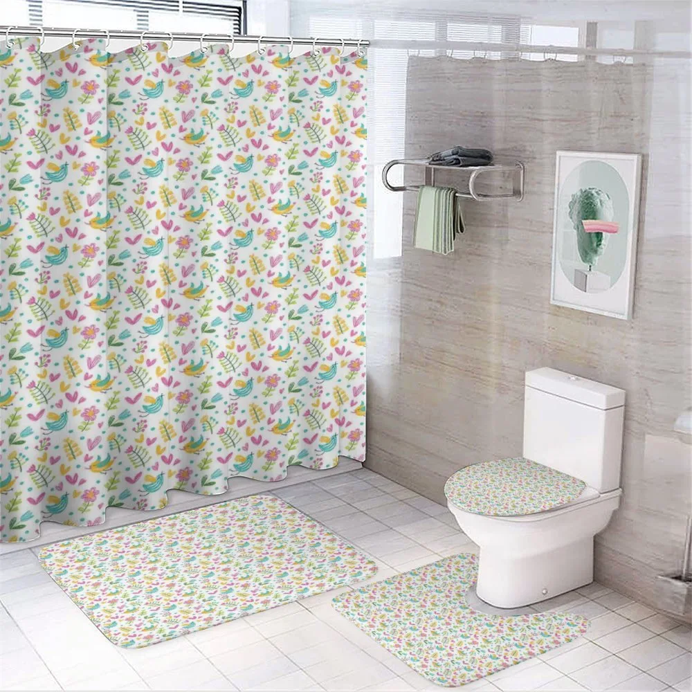 Childish Doodle with Birds — 4-Piece Bathroom Set preview