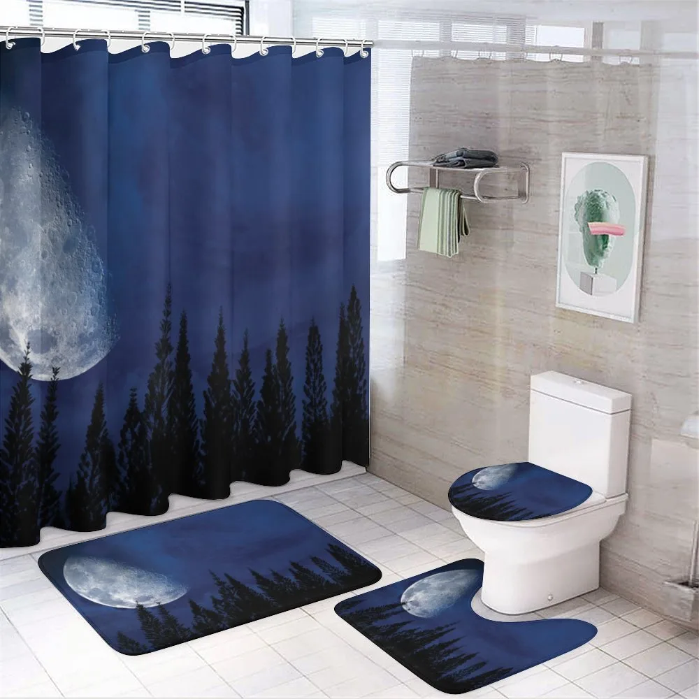 Forest Night Silhouette — 4-Piece Bathroom Set preview