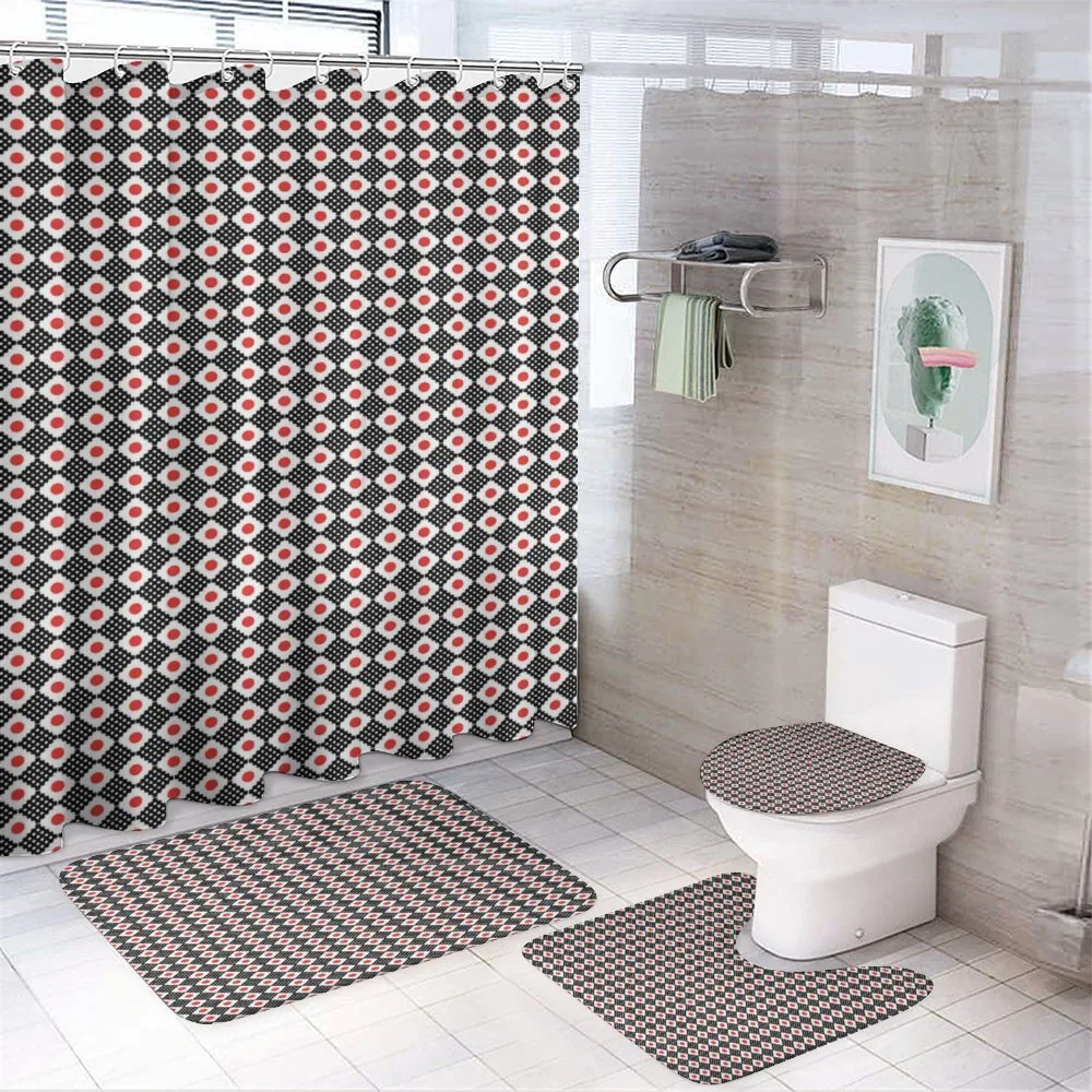 Grid Stripes and Squares — 4-Piece Bathroom Set preview