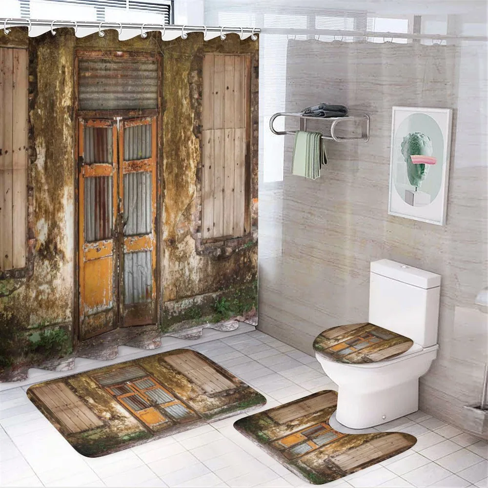 Grunge Old Door — 4-Piece Bathroom Set preview