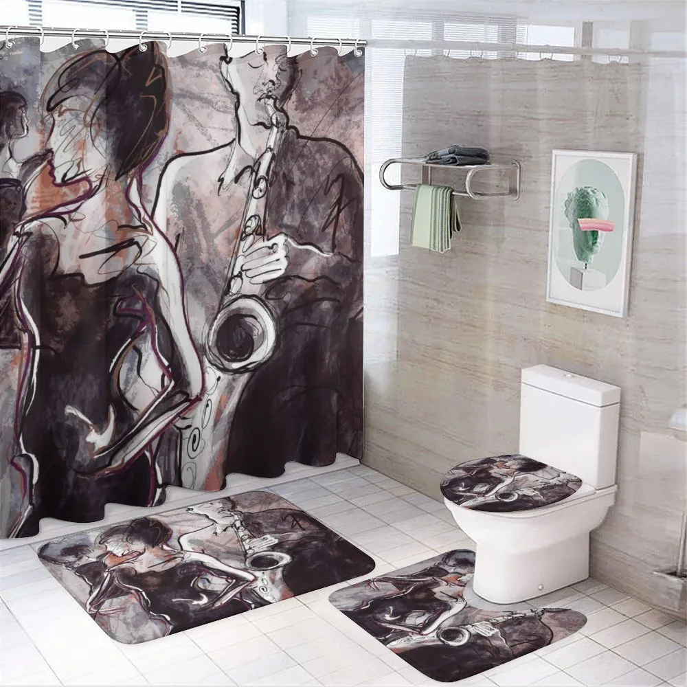 Jazz Musician Saxophone — 4-Piece Bathroom Set preview