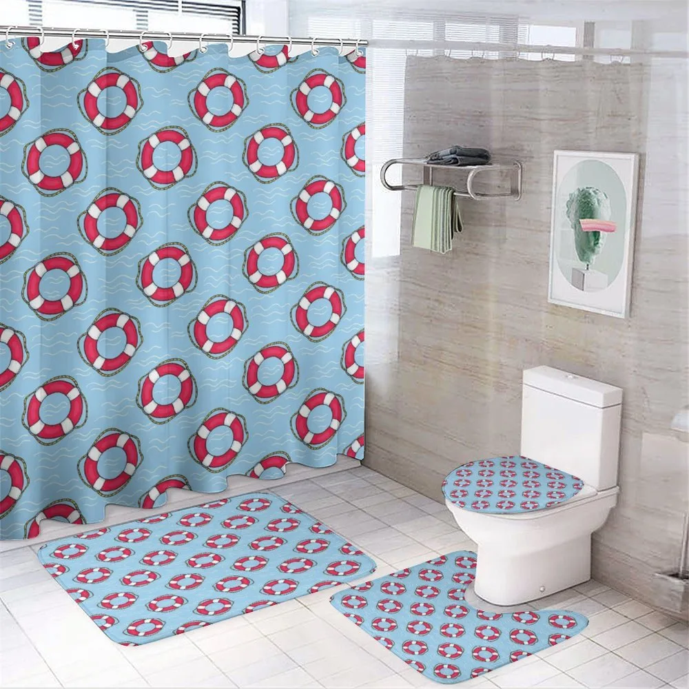 Lifebuoys in Ocean 4-Piece Bathroom Set product video