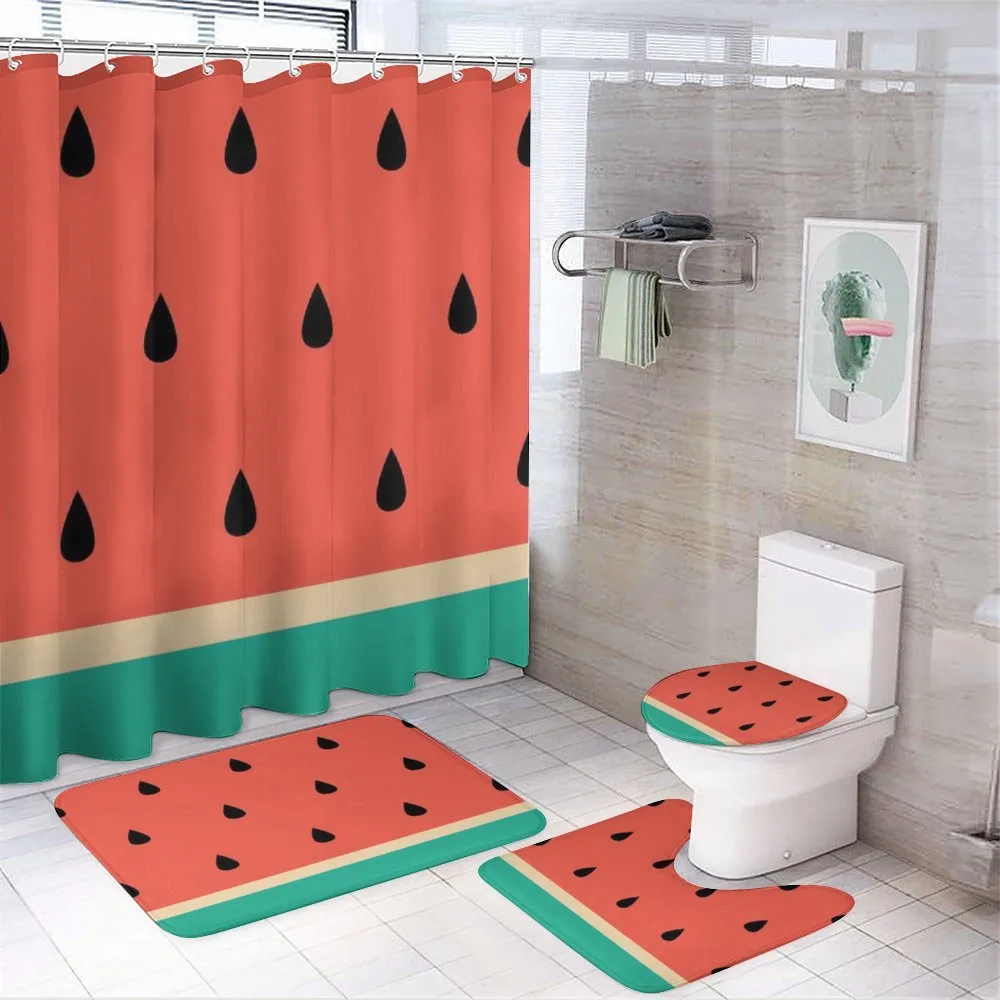 Minimalistic Watermelon Art — 4-Piece Bathroom Set preview