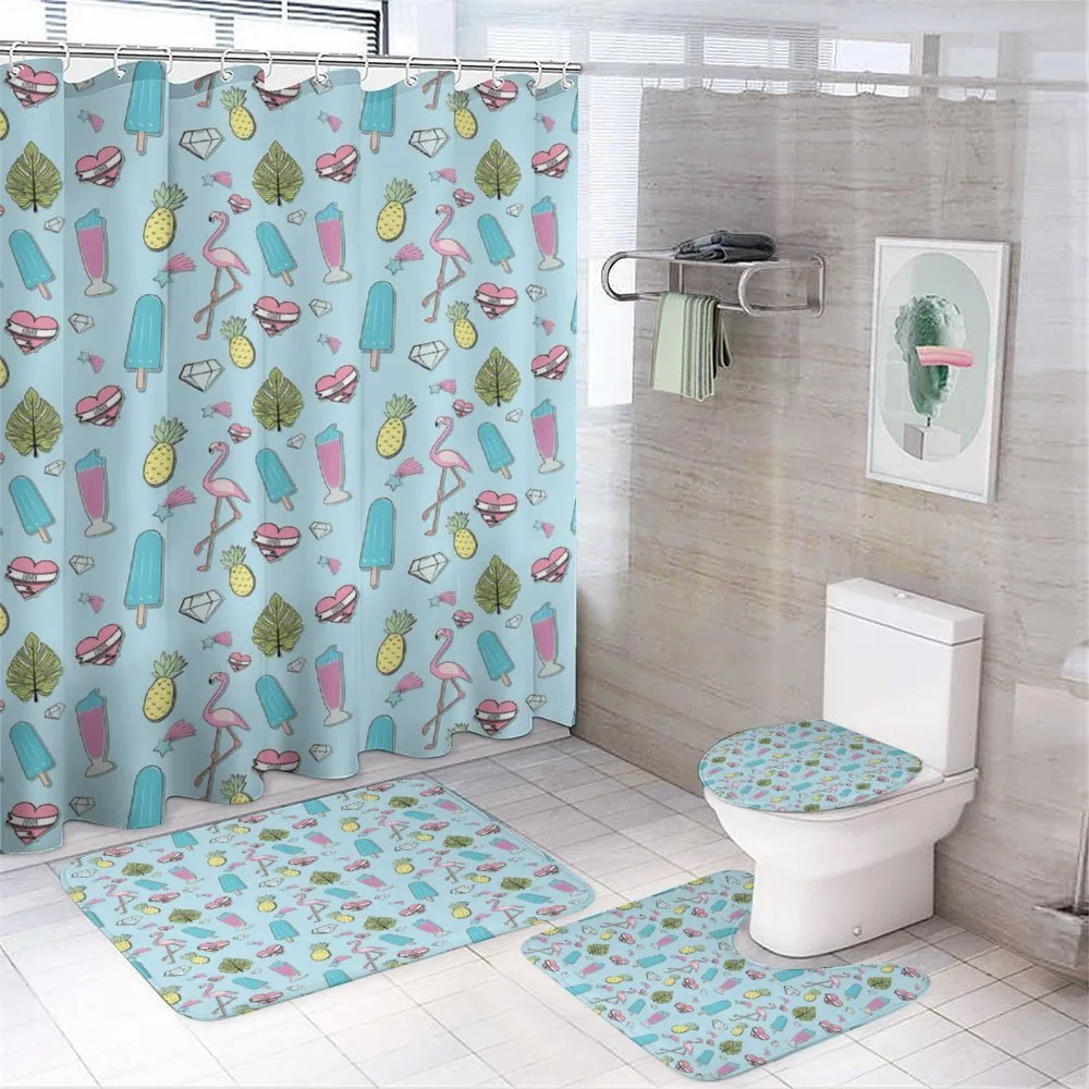 Popsicle Flamingo Pineapple — 4-Piece Bathroom Set preview