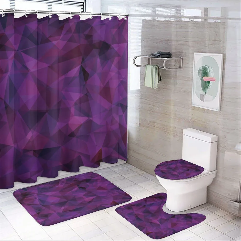Triangle Purple Shape — 4-Piece Bathroom Set preview