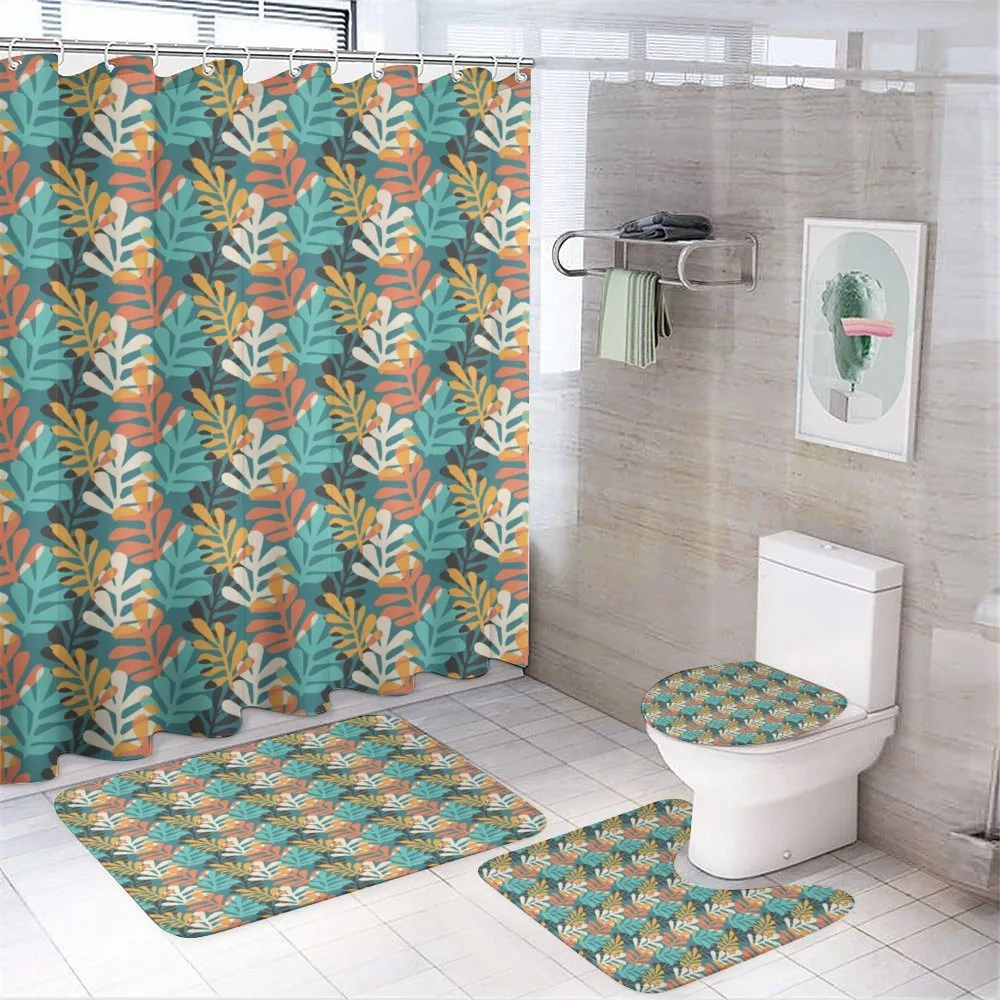 Colorful Leaf Silhouette — 4-Piece Bathroom Set preview