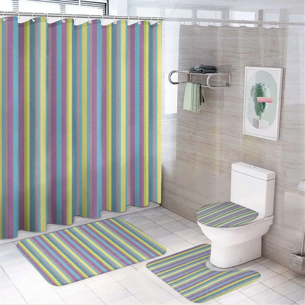 Colorful Zigzag Lines — 4-Piece Bathroom Set preview