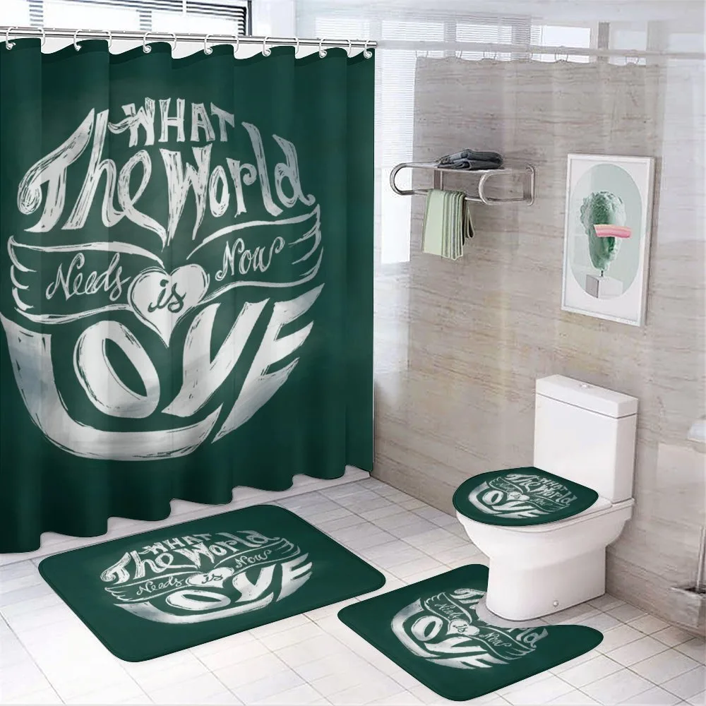 Grunge Art Words Circle — 4-Piece Bathroom Set preview