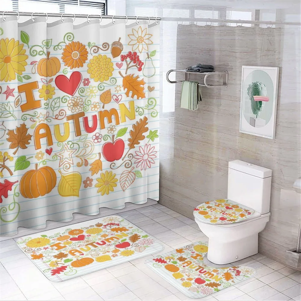 I Love Autumn Sketchy Doodle — 4-Piece Bathroom Set preview