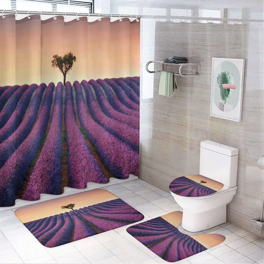 Lavender Flowers Field — 4-Piece Bathroom Set preview