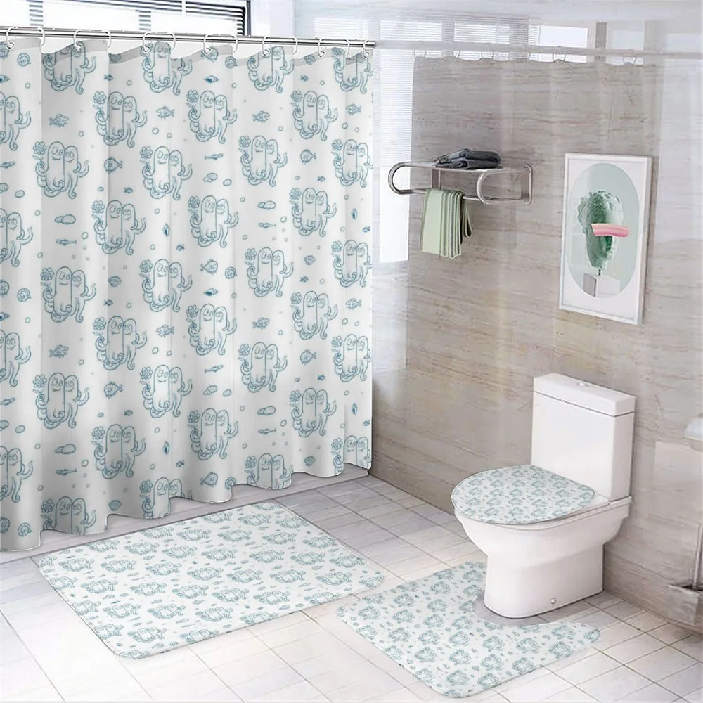 Marine Animals in Love 4-Piece Bathroom Set product video