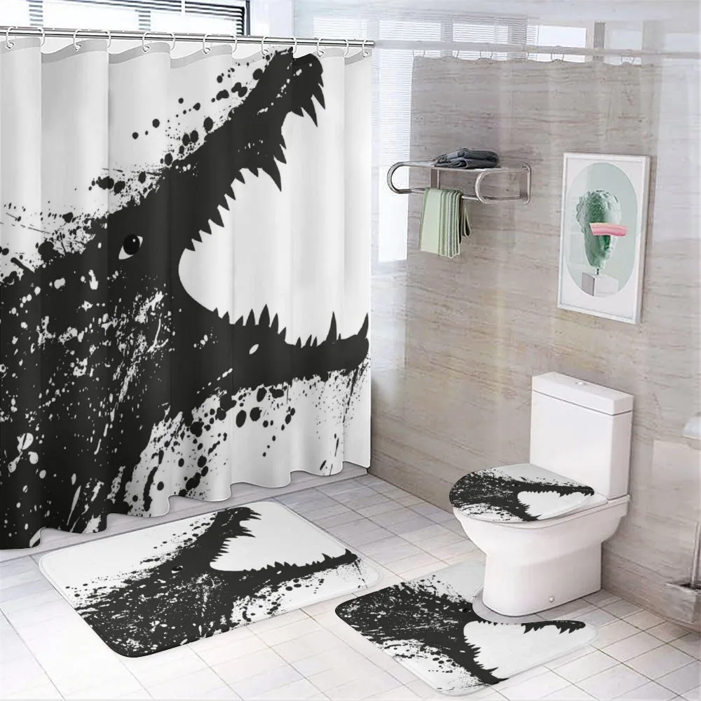 Monochrome Crocodile — 4-Piece Bathroom Set preview