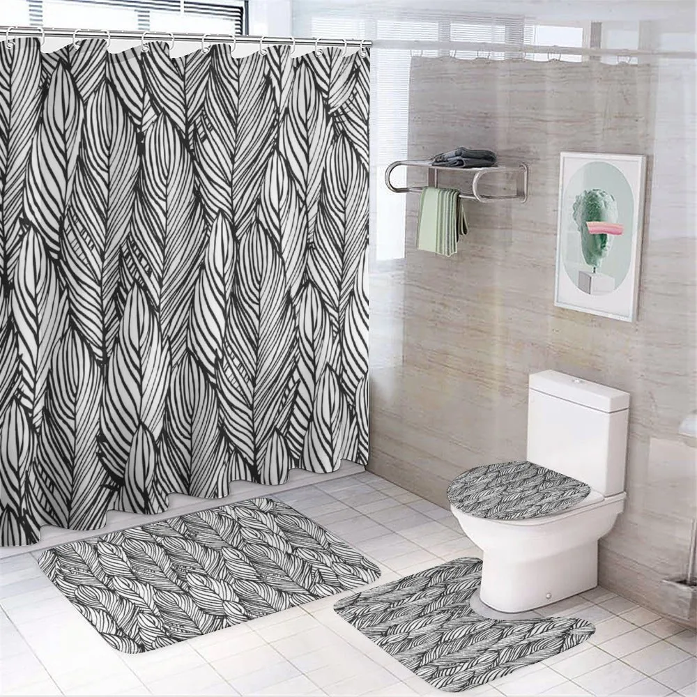 Monochrome Outline — 4-Piece Bathroom Set preview