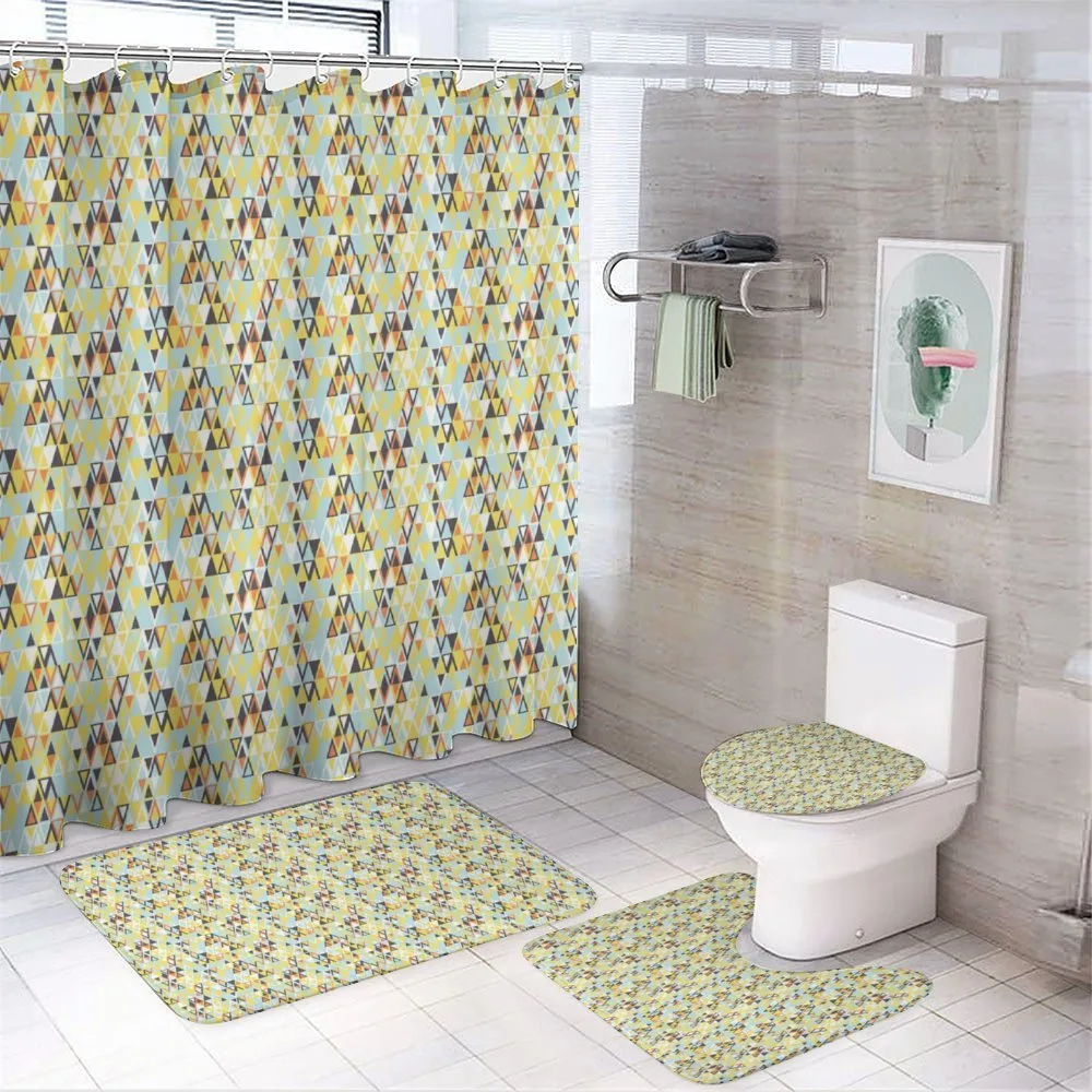 Nostalgic Art with Triangles — 4-Piece Bathroom Set preview