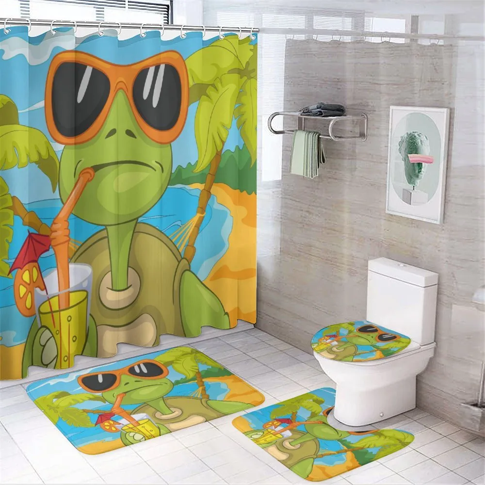 Turtle Drinking Cocktail — 4-Piece Bathroom Set preview