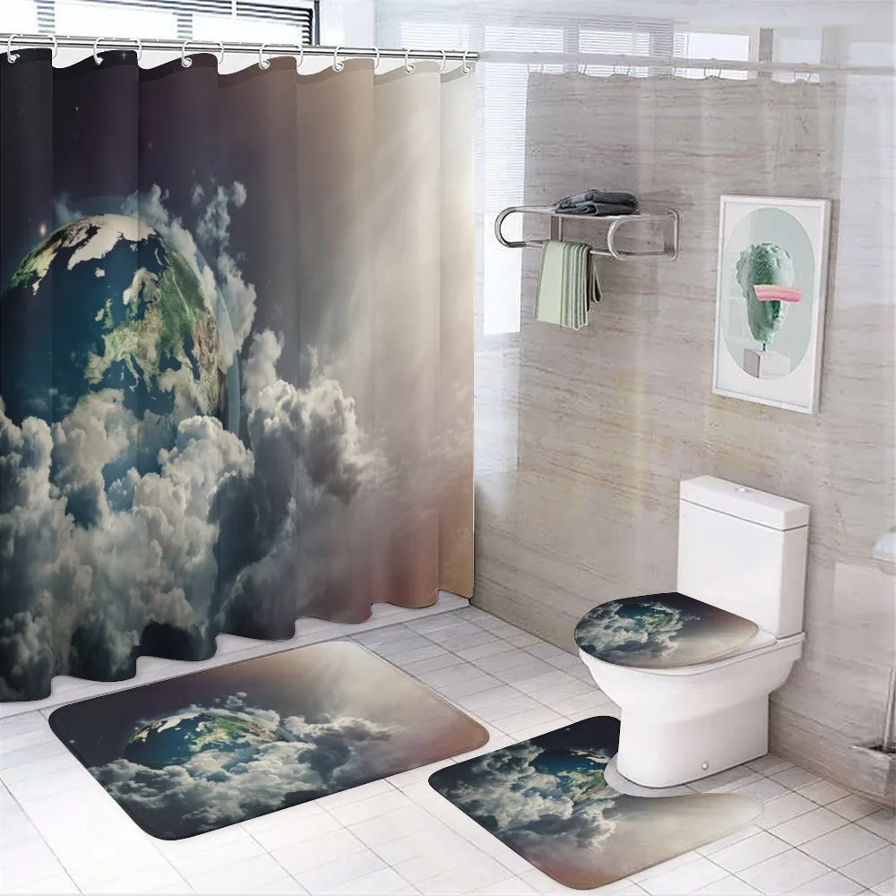 Abstract Planet Clouds 4-Piece Bathroom Set product video