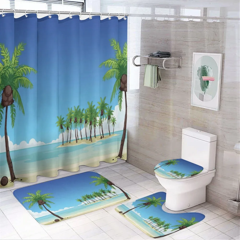 Coconut Trees in the Ocean — 4-Piece Bathroom Set preview