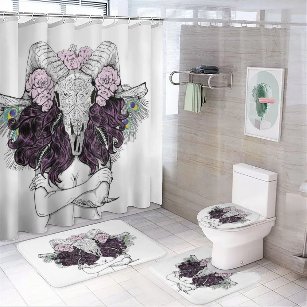 Deer Skull with Roses — 4-Piece Bathroom Set preview