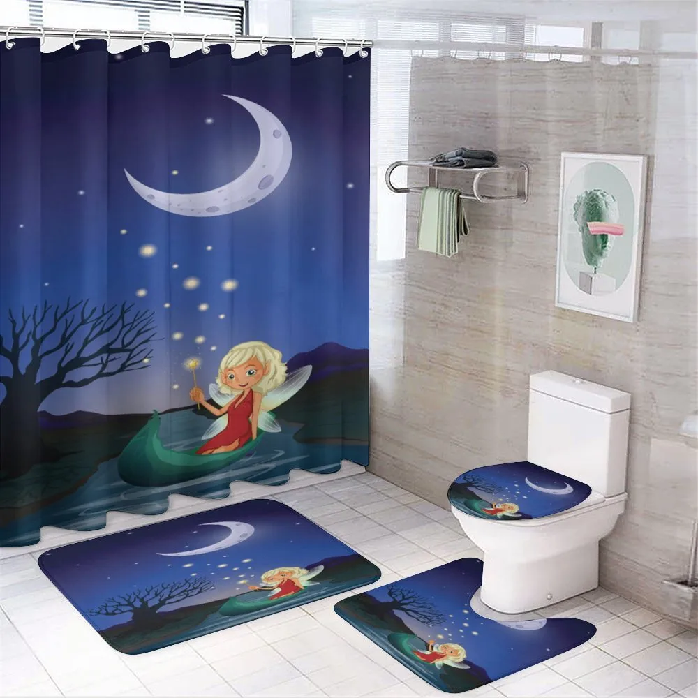 Elf Pixie Sitting on Boat 4-Piece Bathroom Set product video