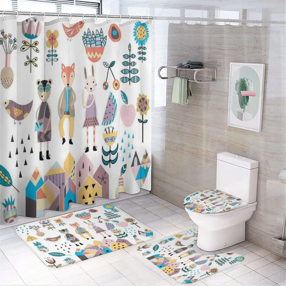 Fox Bunny and Bear — 4-Piece Bathroom Set preview