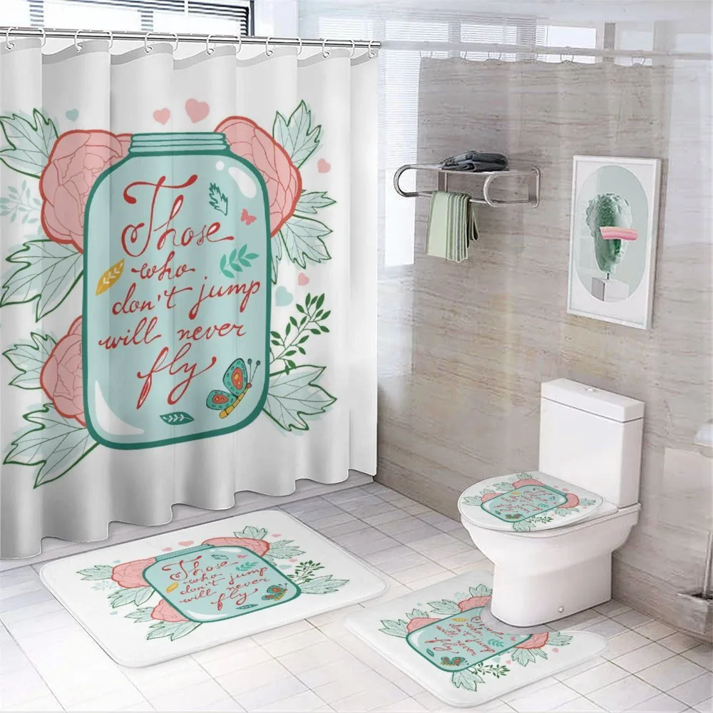Inspirational Saying on Jar — 4-Piece Bathroom Set preview