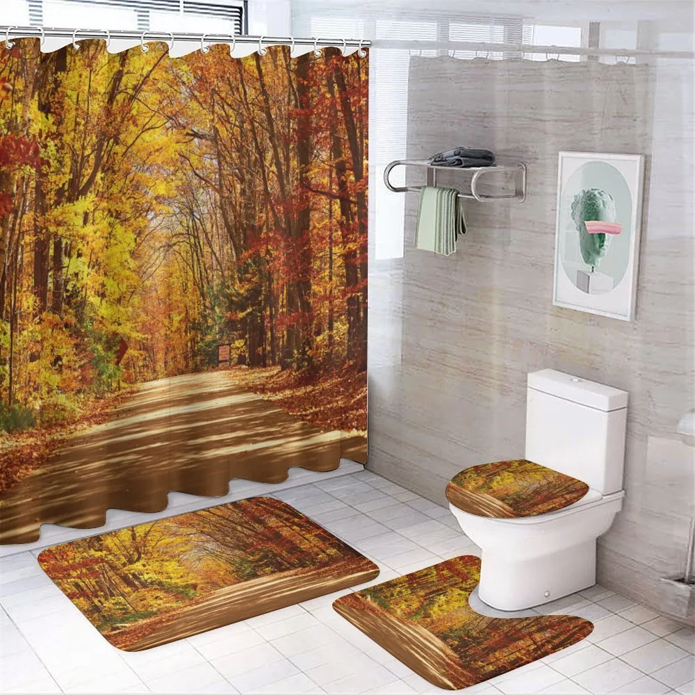 Scenic Outdoors Empty Road — 4-Piece Bathroom Set preview