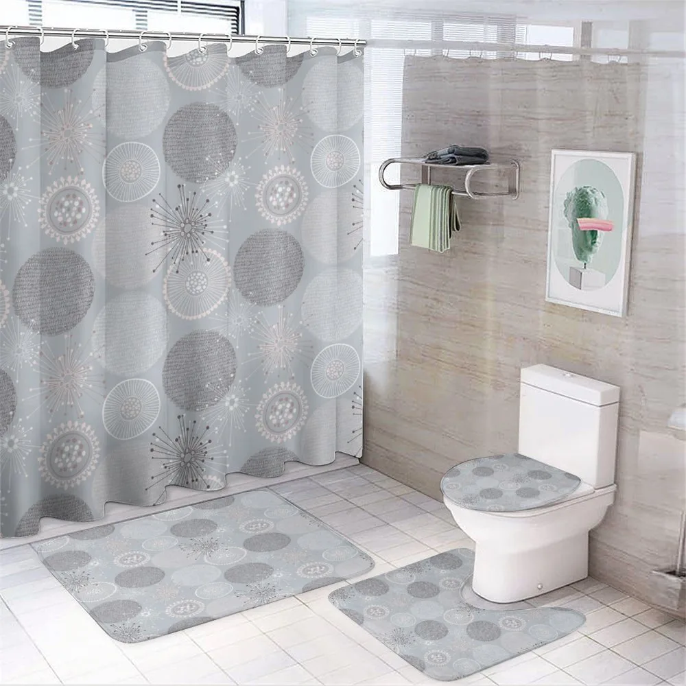Circular Pastel Shapes — 4-Piece Bathroom Set preview