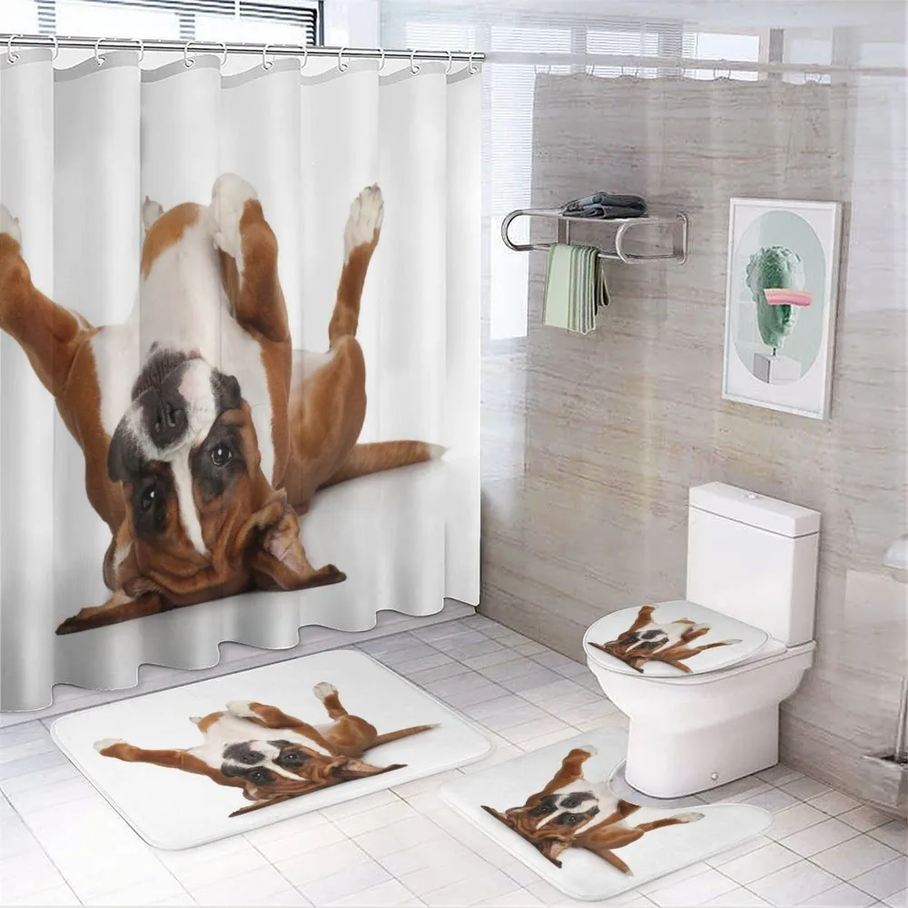 Funny Playful Puppy Image — 4-Piece Bathroom Set preview