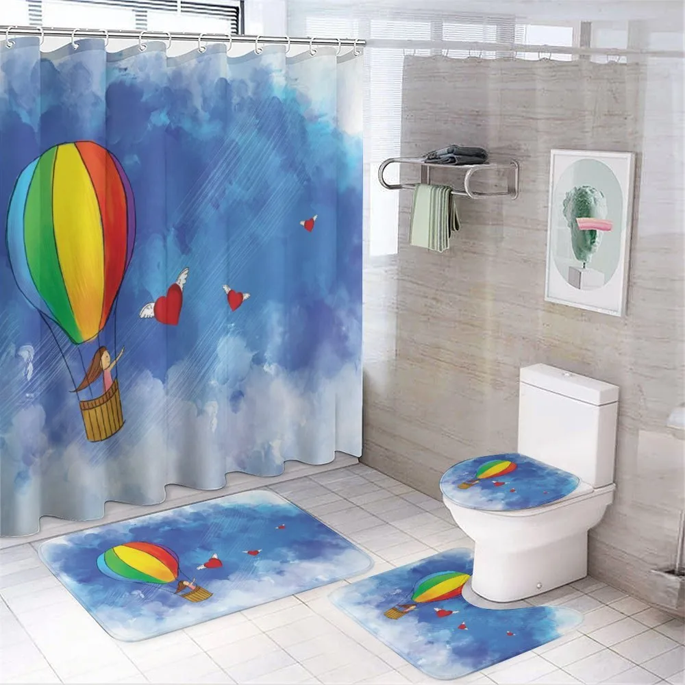 Girl in Balloon Wing Hearts — 4-Piece Bathroom Set preview